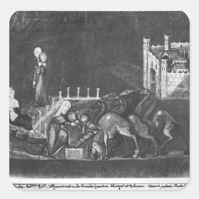 Rebecca and Eliezer at the well Square Sticker (Front)