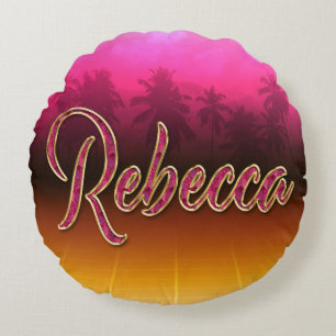Rebecca First name Golden pink cushion
