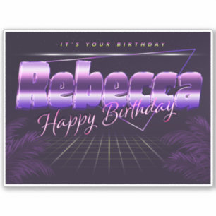 Rebecca Name First name lila retro Sticker Birthda