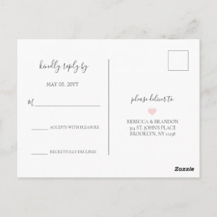 Rebecca Simple Elegant Calligraphy Wedding RSVP Postcard