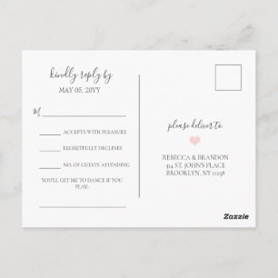 Rebecca Simple Elegant Song Request RSVP Wedding Postcard