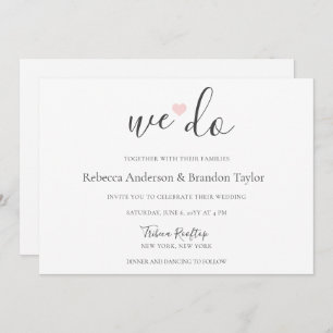 Rebecca Simple Modern We Do & Pink Heart Wedding I Invitation
