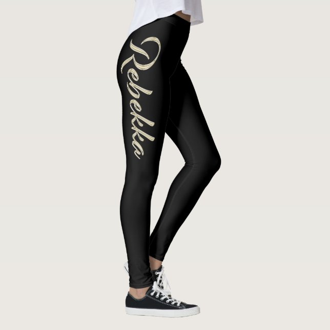 Rebekka white gold Handwriting trousers Leggings (Right)