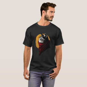 Rebel cat with red bandana and vintage sun design T-Shirt