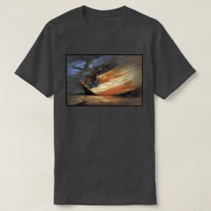 Rebel Civil War flagship on Fire of American flag T-Shirt