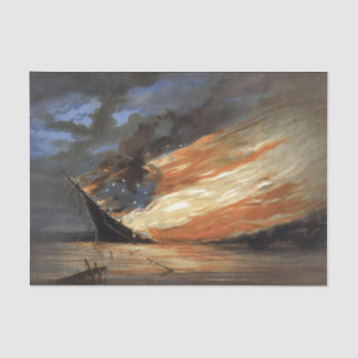 Rebel Civil War flagship on Fire of American flag  Tissue Paper
