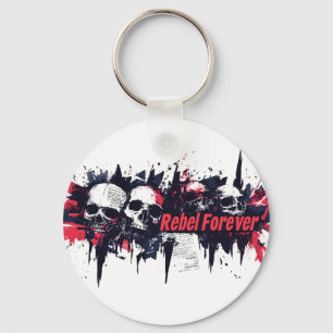 "Rebel Forever" - Edgy Skull Graphic Design Keychain