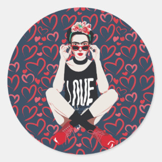 Rebel Frida Classic Round Sticker