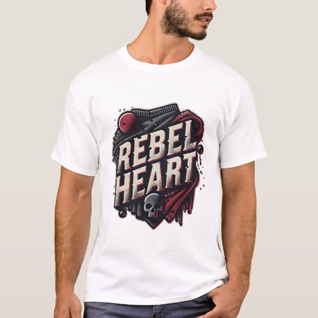 Rebel Heart 3D Logo Design – 1990s Grunge Distre T-Shirt (Front)