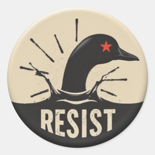 Rebel Loon Headfirst Dive – Resist Badge Classic Round Sticker (Front)