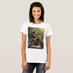 Rebel Meerkat: Leathers, Sunglasses and Motorbike T-Shirt