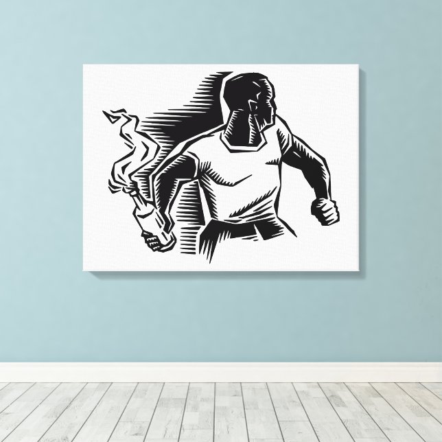 Rebel, Molotov Cocktail, Riots, Communist Style Canvas Print (Insitu(Wood Floor))