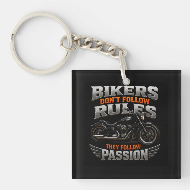 🏍️ Rebel Motorcycle Graphic For Custom Riders ☠️ Keychain (Front)
