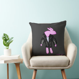 Rebel Rabbit with a Cause Throw Pillow