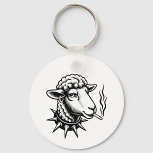 Rebel Sheep – Punk Tattoo Style Graphic Keychain