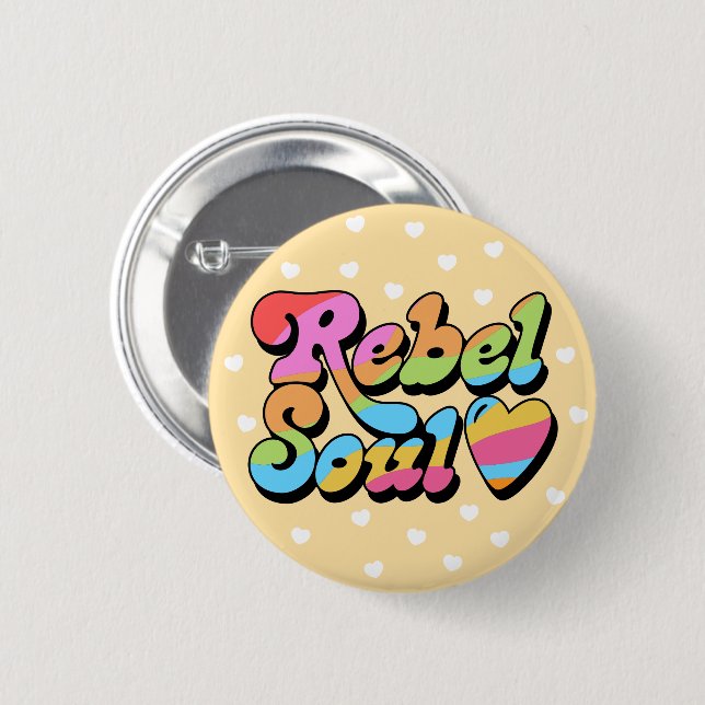 Rebel Soul Girl Power 2 Inch Round Button (Front & Back)