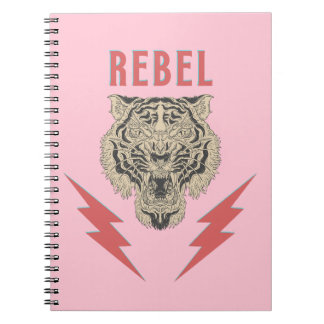 Rebel Tiger Head with Lightening Bolts Notebook