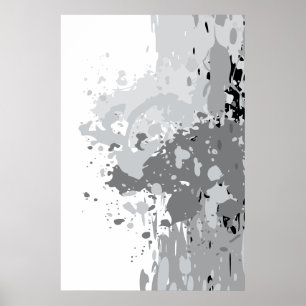 Rebelious Abstract Grey, White, Black Splatter Art Poster