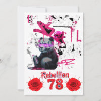 Rebellion 78 Graffiti Panda Wedding invitation diy