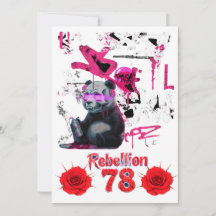 Rebellion 78 Graffiti Panda Wedding invitation diy