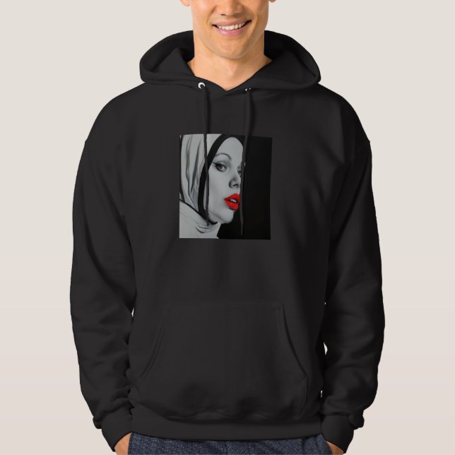 rebellious nun with lipstick, rebellious nun hoodie (Front)
