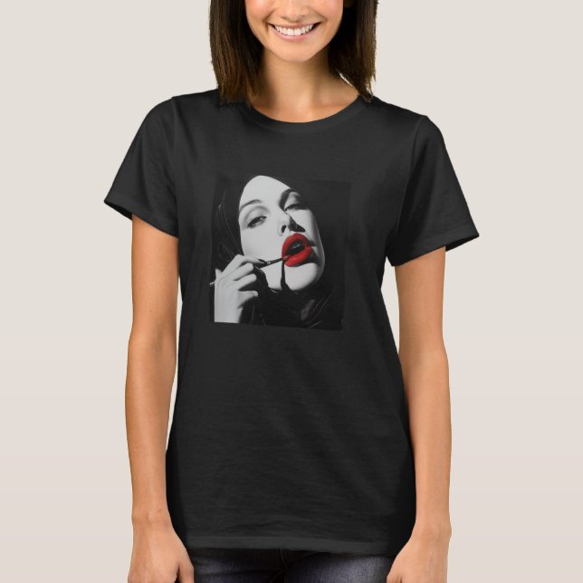 rebellious nun with lipstick, rebellious nun T-Shirt (Front)