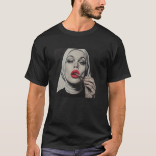 rebellious nun with lipstick, rebellious nun T-Shirt