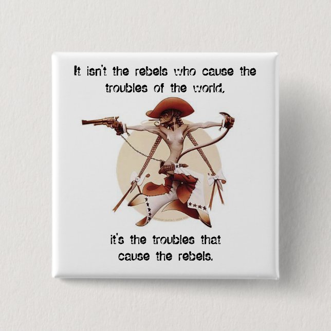 Rebels 2 Inch Square Button (Front)