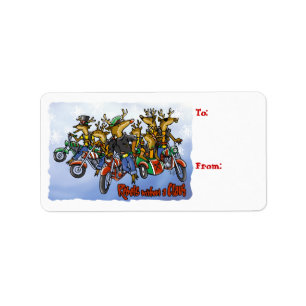 Rebels without a Claus Reindeer Holiday Cartoon Label
