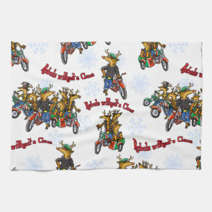 Rebels without a Claus Reindeer Silver Holiday Kitchen Towel