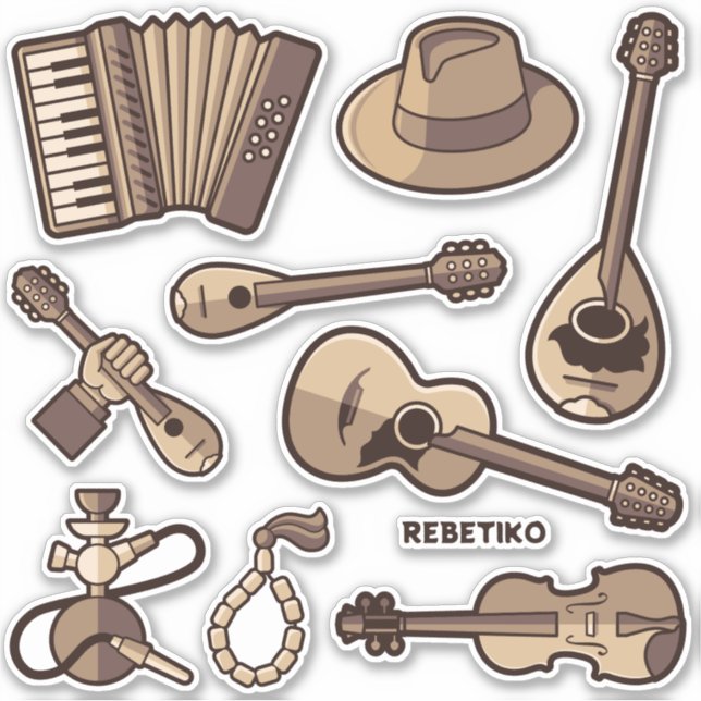 Rebetiko Icons Sticker Set (Front)