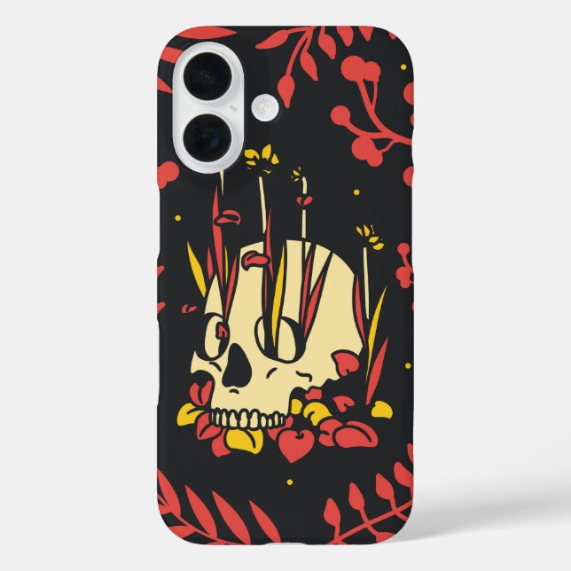 Rebirth Bloom – Skull & Flora Contrast Case-Mate iPhone Case (Back)