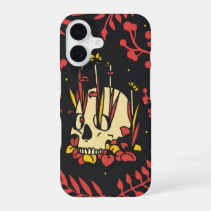Rebirth Bloom – Skull & Flora Contrast iPhone 16 Case