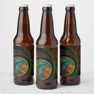 Rebirth Blue Abstract Art Beer Bottle Label
