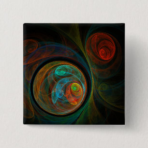 Rebirth Blue Abstract Art Button (square)