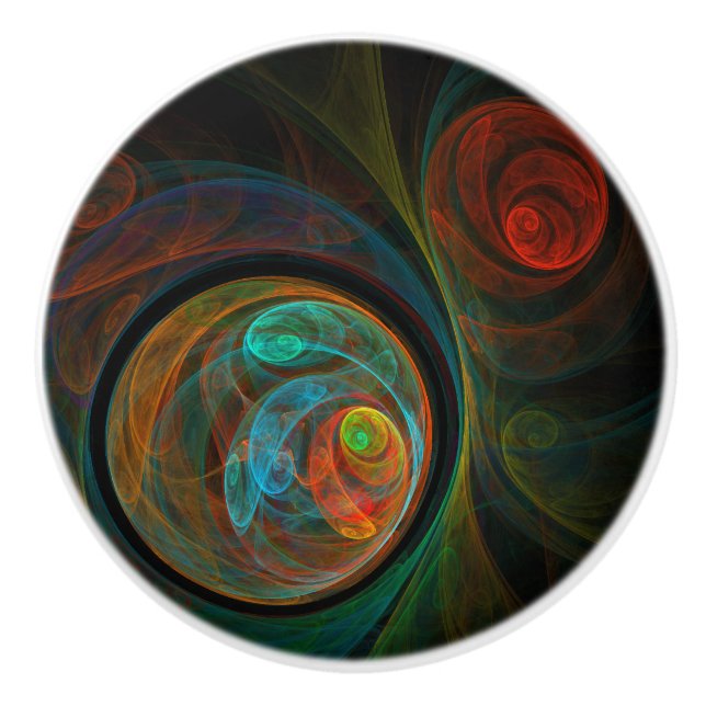 Rebirth Blue Abstract Art Ceramic Knob (Front)