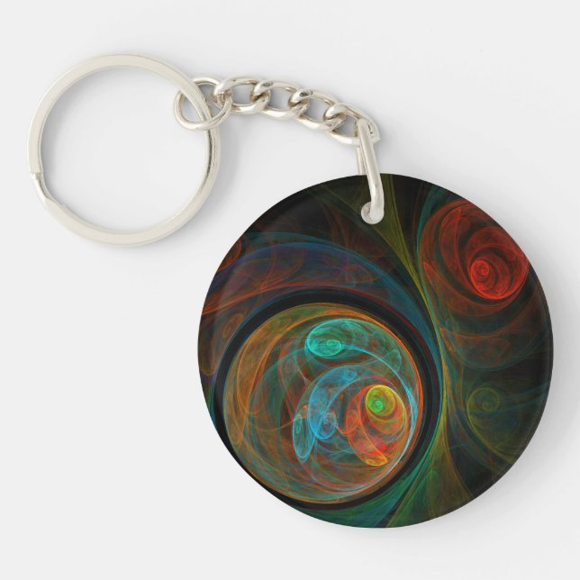 Rebirth Blue Abstract Art Keychain (Front)