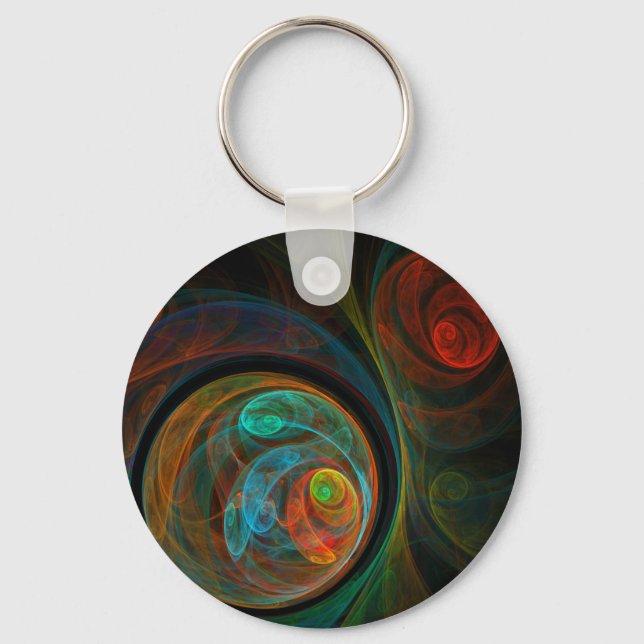 Rebirth Blue Abstract Art Keychain (Front)