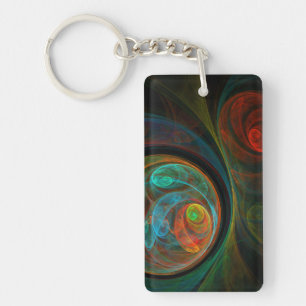 Rebirth Blue Abstract Art Keychain