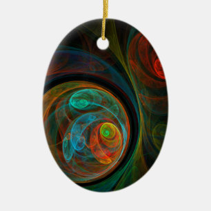 Rebirth Blue Abstract Art Oval Ornament
