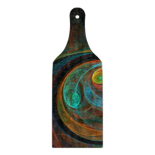 Rebirth Blue Abstract Art Paddle Cutting Board (Front)