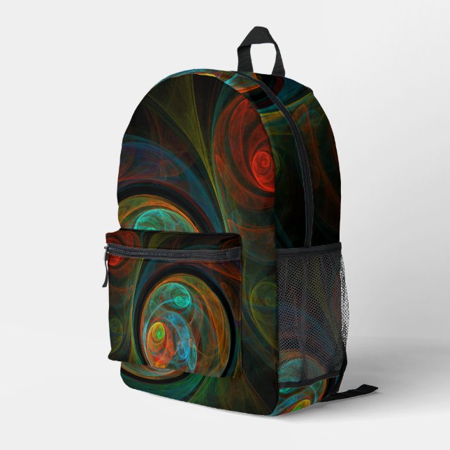 Rebirth Blue Abstract Art Printed Backpack (Back Corner Right)