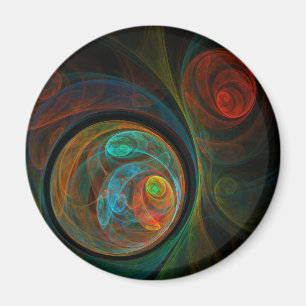 Rebirth Blue Abstract Art Round Magnet