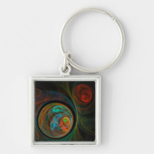 Rebirth Blue Abstract Art Small Keychain