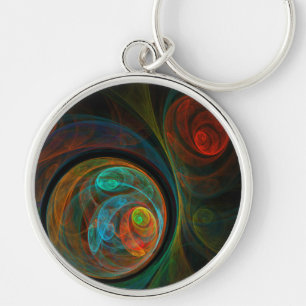 Rebirth Blue Abstract Art Small Keychain