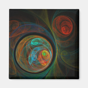 Rebirth Blue Abstract Art Square Magnet