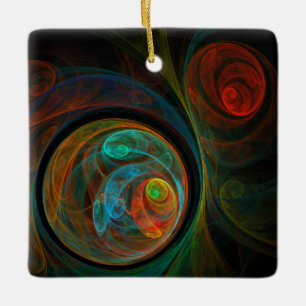 Rebirth Blue Abstract Art Square Ornament