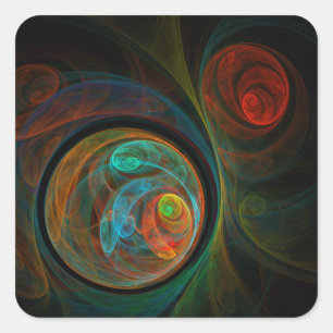 Rebirth Blue Abstract Art Square Sticker