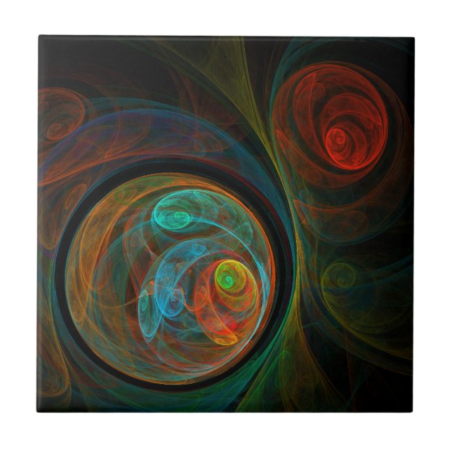 Rebirth Blue Abstract Art Tile (Front)