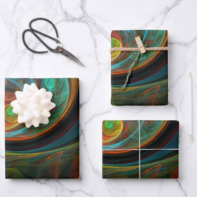 Rebirth Blue Abstract Art Wrapping Paper Sheet (Front)